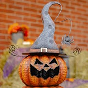 Zaer Ltd International Pre-Order: 31" Tall Iron Jack-O-Lantern Totem Pole Halloween Decoration ZR210310 View 3