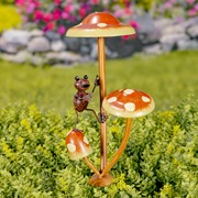 Zaer Ltd International Pre-Order: Set of 6 Assorted Friendly Frogs on Iron Mushroom Garden Stakes ZR652407-SET View 3