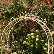 Zaer Ltd. International 96" Tall Garden Gate Archway with 2 Side Plant Stands in Ant. White "Genevieve" ZR135980-AW View 3