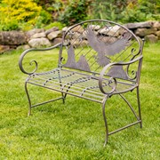 Zaer Ltd International Round Top Iron Garden Bench with Flying Eagle Backrest "Klamath" ZR220864-BZ View 3