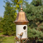 Zaer Ltd International 69.75" Tall Iron & White Porcelain Birdhouse Stake "Vienna" ZR225216-CP View 3