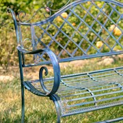 Zaer Ltd International "Stephania" Victorian-Style Iron Garden Bench in Cobalt Blue ZR090517-BL View 3