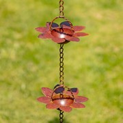 Zaer Ltd International 78" Long Iron Flower Rain Chain in Antique Rust ZR156150-AR View 3
