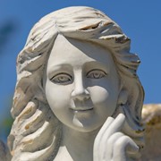 Zaer Ltd. International 46" Tall Magnesium Angel Statue with Billowing Dress & Bird in Antq Grey "Maria" ZR343346-GY View 3