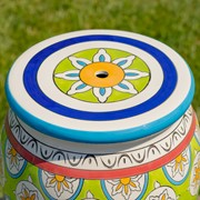 Zaer Ltd. International 17.75" Tall Ceramic Stoneware Stool in Green, Blue, & Yellow "Cassidy" ZR083856 View 3