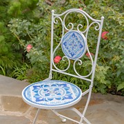 Zaer Ltd. International "Cape May" Three Piece Mosaic Bistro Set - White & Blue ZR850190-60-SET View 3