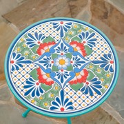 Zaer Ltd. International "Baton Rouge" Three Piece Mosaic Bistro Set - Blue, Green & Red ZR850914-61-SET View 3