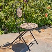 Zaer Ltd. International "St. Augustine" Three Piece Mosaic Bistro Set - Stone Grey & Brown ZR850514-65-SET View 3