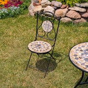 Zaer Ltd. International "Medora" Three Piece Mosaic Bistro Set - Stone Grey & Tan ZR850114-69-SET View 3