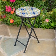 Zaer Ltd. International "Bar Harbor" 23in. Tall Mosaic Folding Plant Stand - Blue/Green/Peach ZR850616 View 3