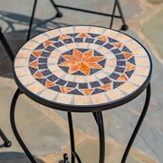 Zaer Ltd. International "Sedona" 22in. Tall Mosaic Pedestal Plant Stand - Tan & Blue ZR850215 View 3