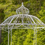 Zaer Ltd. International 10ft. Tall Round Iron Gazebo with Side Walls in Antique White "Tatiana" ZR161596-AW View 3