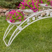 Zaer Ltd. International Pre-Order: 6.6ft. Long Bridge-Like Iron Plant Stand in Antique White "Stockholm" ZR230421-AW View 3