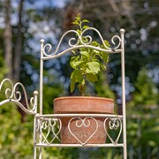 Zaer Ltd International 32.5"Tall Three-Basket Iron Trifold Plant Stand in Antique White "Medellín 1972" ZR238105-AW View 3