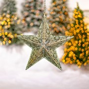 Zaer Ltd International Set of 5 Assorted Hanging Three-Dimensional Decorative Metal Stars "Steorra" ZR233029-SET View 3