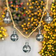 Zaer Ltd International Pre-Order:Set/4 Asst Hanging 5pc Metal Bell Decorations in Silver "Fanny Bright" ZR233008-SVS View 3