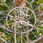 Zaer Ltd International 38" Tall Ferris Wheel Plant Stand with Six Baskets in Antq White "Medellín 1972" ZR163750-AW View 3