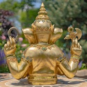 Zaer Ltd International 25.2" Tall Ornate Metallic Gold Polyresin Ganesh Statue ZR920352 View 3