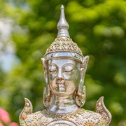 Zaer Ltd International 25.6" Tall Silver Polyresin Thai Kneeling in Prayer Buddha ZR920400 View 3