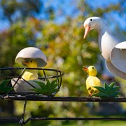 Zaer Ltd International 59.8" Tall Iron Windmill with Mother Duck & Hatchlings on Weather Vane ZR548542 View 3
