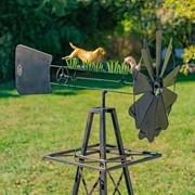 Zaer Ltd International 59.8" Tall Iron Windmill with Dog Chasing Rabbit on Weather Vane ZR548543 View 3