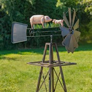 Zaer Ltd International 59.8" Tall Iron Windmill with Pig Family on Weather Vane ZR550910 View 3
