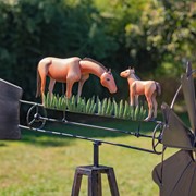 Zaer Ltd International 59.8" Tall Iron Windmill with Horse Family on Weather Vane ZR550920 View 3