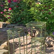 Zaer Ltd. International Set of 3 Square Metal Plant Stand Tables in Antique Green "Copenhagen 1843"" ZR220735-GR View 3