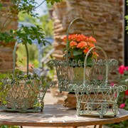 Zaer Ltd. International Set of 3 Decorative Metal Wire Garden Baskets in Verdi Green "Stephania" ZR220402-VG View 3