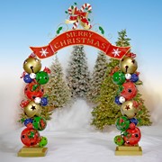 Zaer Ltd International Pre-Order: 10ft Christmas Archway with Jingle Bell Pillars & LED Lights "Sophia" ZR200442 View 3