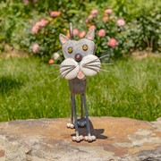 Zaer Ltd. International 18" Tall Hand Painted Iron Cat Decoration with Bobblehead "Stacy" ZR200418 View 3