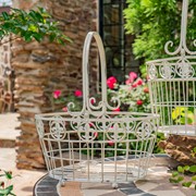 Zaer Ltd. International Set of 3 Iron Garden Baskets with Handles in Antique White "Copenhagen 1843" ZR220405-AW View 3