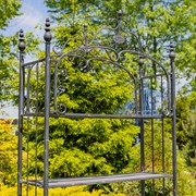 Zaer Ltd. International 7.5ft Tall Four Tier Standing Iron Shelf in Antique Black "Stephania" ZR220311-BK View 3