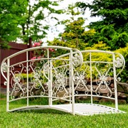 Zaer Ltd International 40.5" Long Iron Garden Bridge with Embellished Handle Bars in White "Stephania" ZR220597-AW View 3