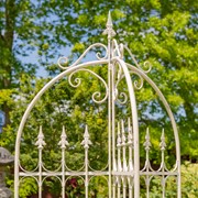 Zaer Ltd International 7.7ft Tall Three Wall Iron Trellis with Fleur-de-lis in Ant. White "Paris 1968" ZR220413-AW View 3