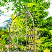 Zaer Ltd International 7.7ft Tall Three Wall Iron Trellis with Fleur-de-lis in Ant. Bronze "Paris 1968" ZR220413-BZ View 3