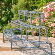 Zaer Ltd International Three Tier Metal Riser Plant Stand Display in Cobalt Blue "Stephania" ZR220414-BL View 3