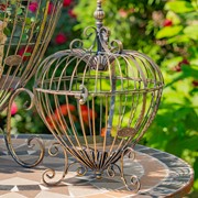 Zaer Ltd. International Set of 2 Metal Heart-Shaped Cage Plant Stands in Frosted Gold "Ariyanna" ZR220415-FG View 3