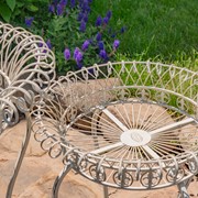Zaer Ltd. International Set of 3  Round Iron Wire Basket Plant Stands in Antique White "London 1820" ZR220392-AW View 3