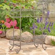 Zaer Ltd. International Pre-Order: 32.28" Tall 2Tier Metal Oval Basket Plant Stand in Bronze "Stephania" ZR220663-BZ View 3