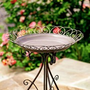 Zaer Ltd International 28" Tall Round Iron Birdbath with Folding Stand in Antique Bronze "Stephania" ZR220404-BZ View 3
