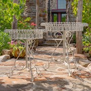 Zaer Ltd. International Set of 2 Round Plant Stands with Decorative Baskets in White "Copenhagen 1843" ZR220407-AW View 3
