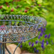 Zaer Ltd. International Set of 2 Round Plant Stands with Decorative Baskets in Blue "Copenhagen 1843" ZR220407-BL View 3