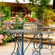 Zaer Ltd. International Set of 3 Round Plant Stands with Baskets in Blue "Copenhagen 1843" ZR220408-BL View 3