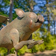Zaer Ltd International 6.5ft. Tall Rustic Flying Bronze Pig Iron Rocking Stake "Khrysaor" ZR206330-BZ View 3