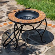 Zaer Ltd. International 25.6"D. Round Mosaic Tile Metal Fire Pit "Shenandoah" ZR803681-A View 3