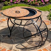 Zaer Ltd. International 32.6"D. Round Mosaic Tile Metal Fire Pit "Shenandoah" ZR803682-A View 3