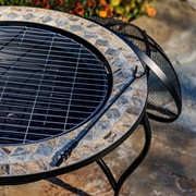 Zaer Ltd. International 32.6"D. Round Mosaic Tile Metal Fire Pit "St. Augustine" ZR803682-D View 3