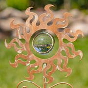 Zaer Ltd International 31.5" Tall Antique Copper Iron Abstract Sun Garden Stake with Lily-Shaped Bells ZR230522 View 3