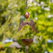 Zaer Ltd International 96" Long Antique Bronze Iron Rain Chain with Angels ZR235178 View 3